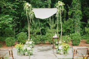 Chuppah With Branches and White and Green Flowers 1
