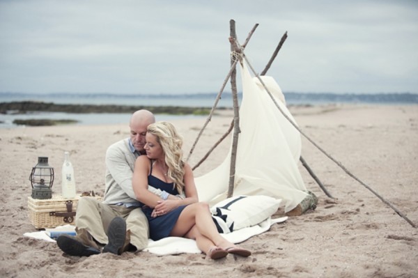 Couple with Tent on Beach