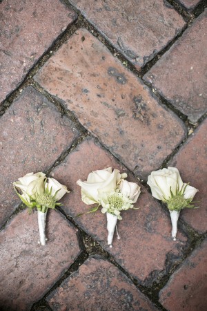 Cream Rose and Sage Greenery Boutonnieres