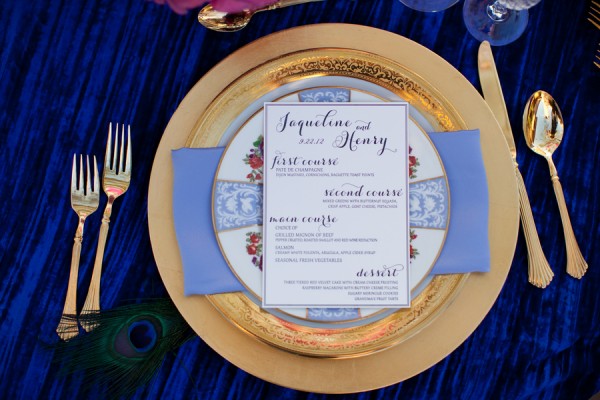 Elegant Blue and Gold Place Setting
