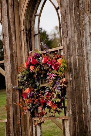 Fall Wreath on Rustic Cathedral Door