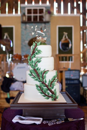 Four Tier Round Wedding Cake With Branch Detail