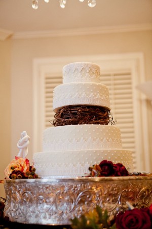 Four Tier Round Wedding Cake With Twig Detail