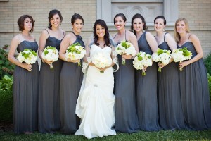 Long Charcoal Bridesmaids Dresses