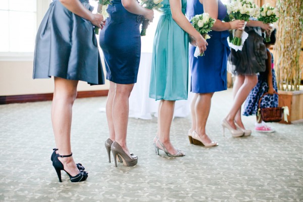 Mismatched Blue Bridesmaids Dresses