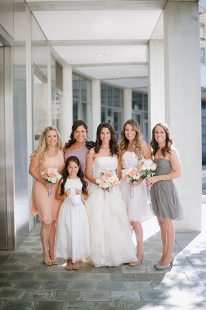 Peach Lavender and Taupe Bridesmaids Dresses