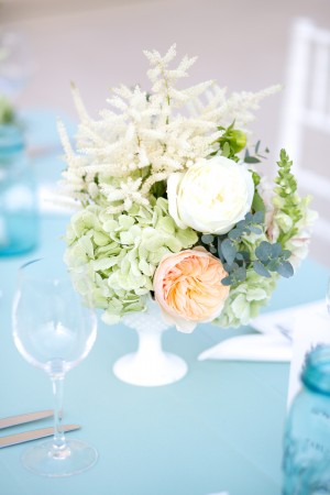 Peach and White Flowers with Greenery