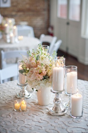 Pink and White Reception Table Centerpiece