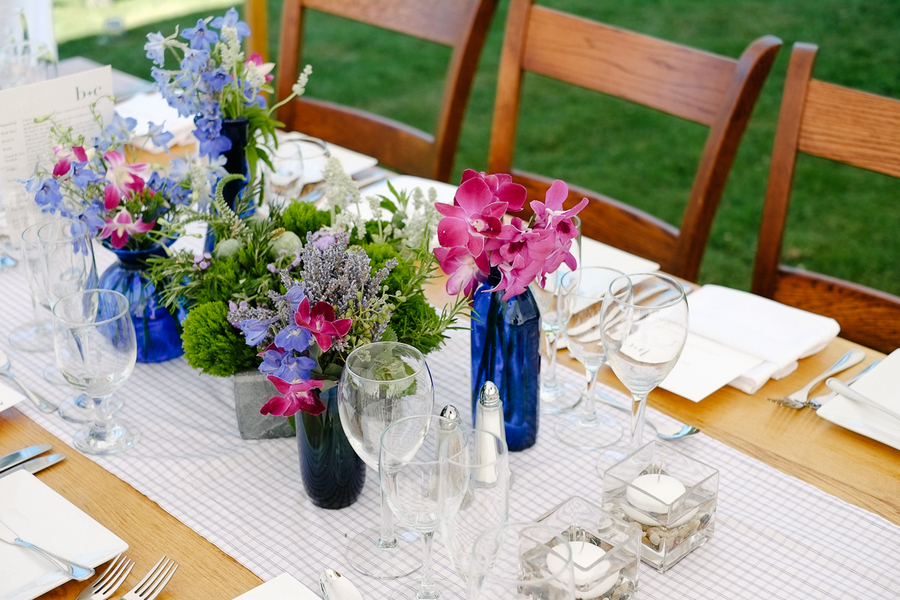 Purple Green and Blue Centerpieces