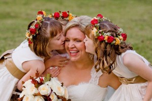 Red and Orange Rose Flower Girl Headpieces