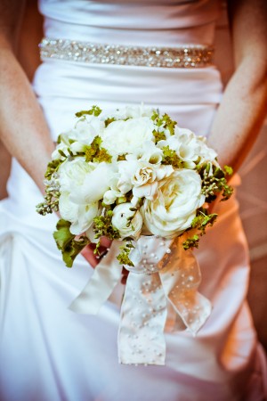 Simple White and Green Bridal Bouquet