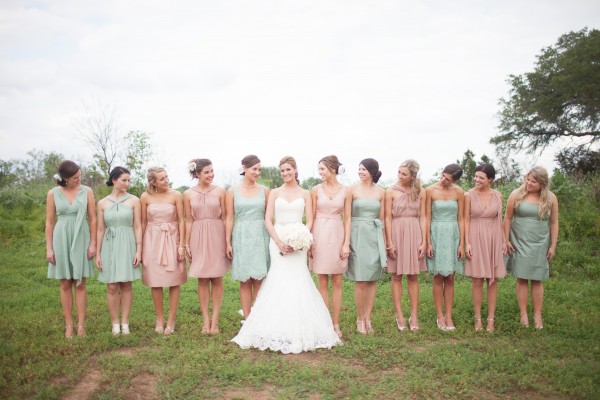 Pink and Blue Bridesmaids Dresses