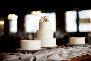 Three Tier Round Wedding Cake With Pink Flowers