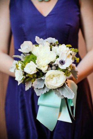 White Bouquet with Robins Egg Blue
