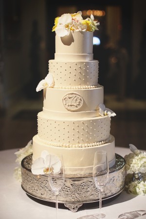 White Five Layer Wedding Cake