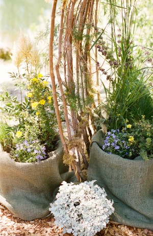 Wildflowers in Burlap Containers