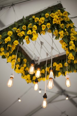 Yellow Tulip Chandeliers with Lights