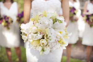 Yellow and White Tulip and Rose Bouquet