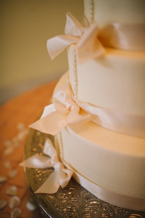Bow Detail on Round Tiered Wedding Cake
