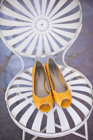 Bright Yellow Open Toe Bridal Shoes