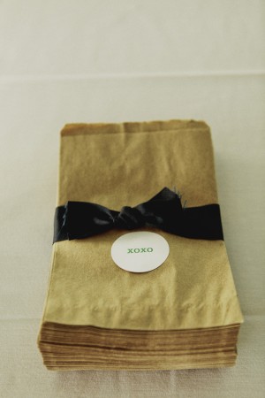 Brown Paper Favor Bags With Black Ribbon
