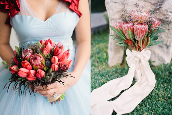 Deep Red Protea Wedding Flowers