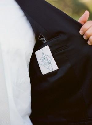 Embroidered Wedding Date on Groom Suit