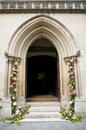 Floral and Greenery Garlands on Cathedral Door