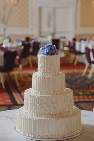 Four Tier Wedding Cake wiht Blue Hydrangea