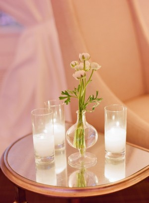 Glass Vase and Candle Reception Table Detail
