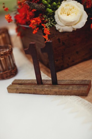 Iron Reception Table Numbers in Wood Base