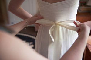 Ivory Bow Detail on Wedding Gown