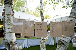 Laminated Reception Seating Chart Hung on Trees