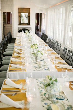 Long Reception Tables With Flower Runners