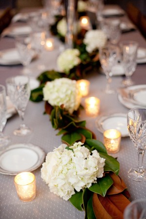 Magnolia Leaves and Hydrangea Reception Table Runner 2