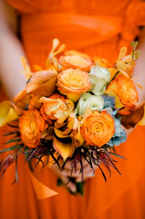 Orange Bridesmaids Bouquet