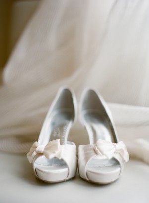 Peep Toe Bridal Shoes With Bow Detail
