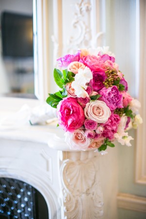 Pink Purple and Cream Rose and Peony Bouquet