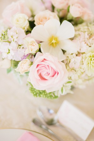 Pink Rose and White Hydrangea Reception Arrangement 1