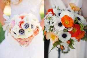 Poppy and Anemone Wedding Bouquets