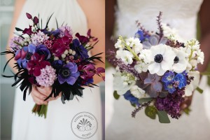 Purple and White Wedding Bouquets