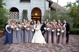 Putty Colored Strapless Bridesmaids Dresses