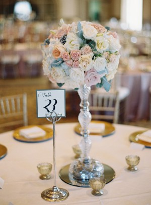 Rose Topiary Centerpiece in Crystal Candlestick