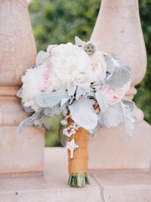 Rose and Dusty Miller Bridal Bouquet
