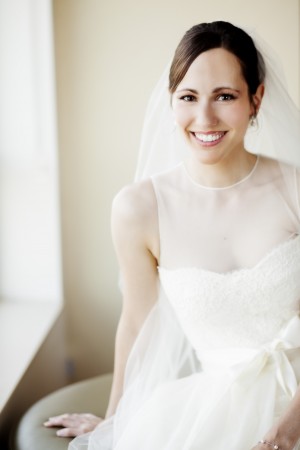 Sleeveless Wedding Gown With Sheer Overlay