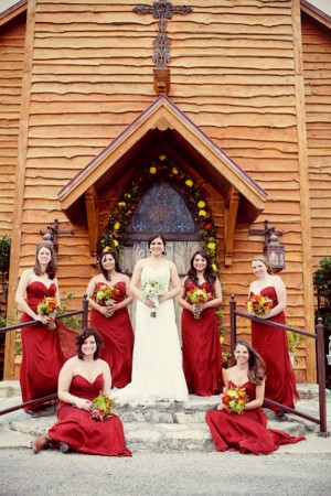 Strapless Garnet Bridesmaids Dresses
