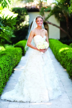 Strapless Wedding Gown With Long Ruffled Train 1