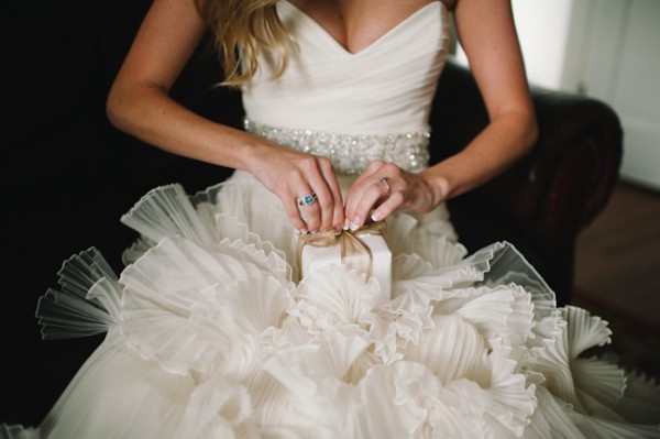 Strapless Wedding Gown With Ruffles and Beaded Waist