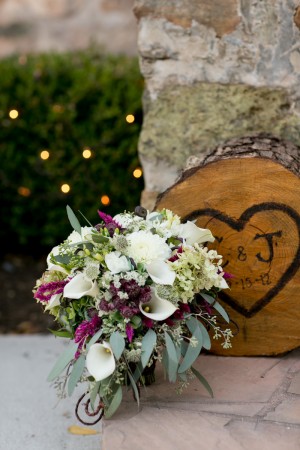 Tree Stump With Burned Wedding Logo and Date