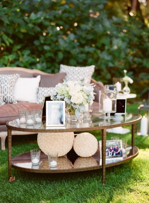 Vintage Reception Coffee Table With All White Arrangement